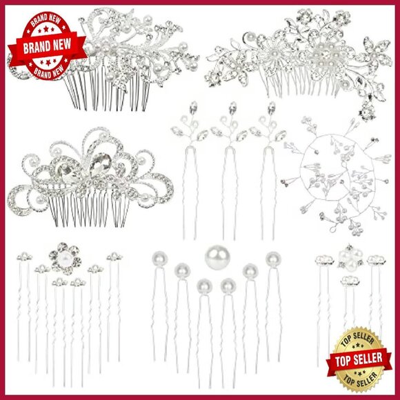 50-Piece Wedding Hair Comb Set Rhinestone Pearl Bridal Accessories main image 7